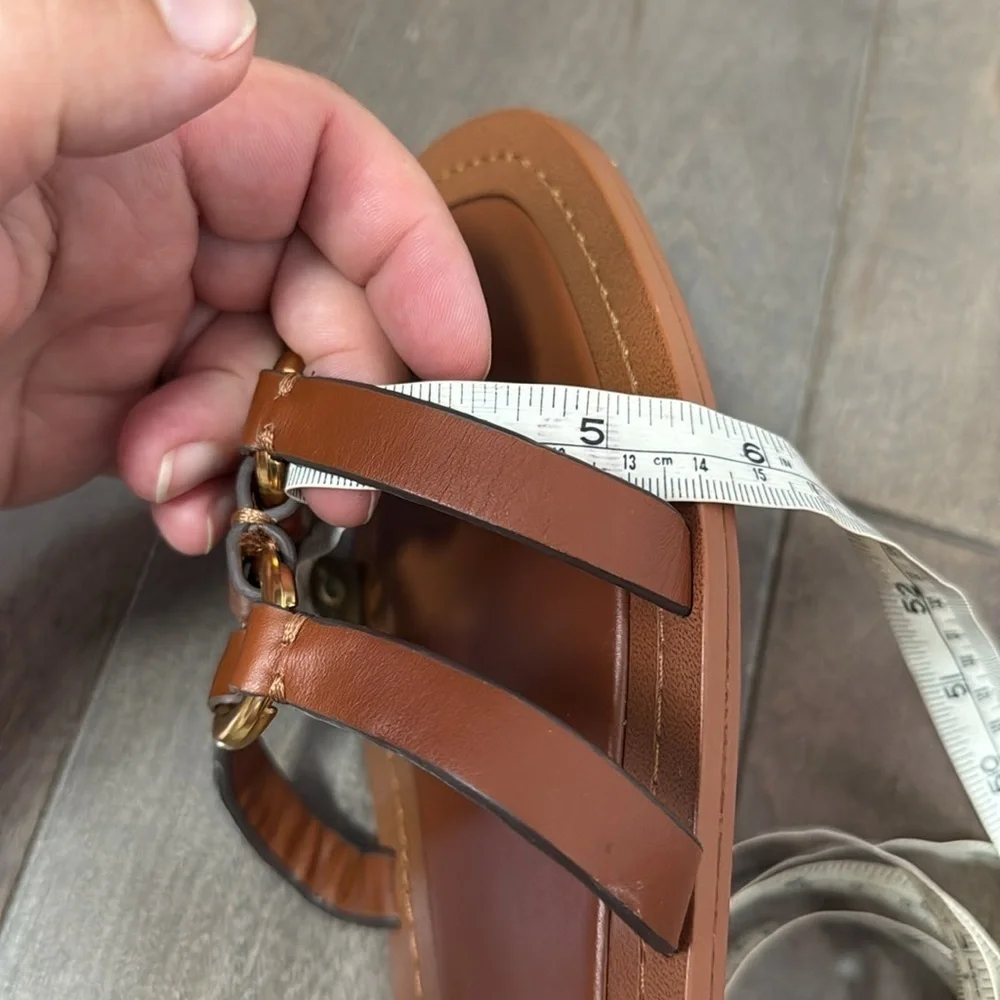 Zara Women’s  Leather Sandals with Embellished Medal Details Brown size 42 US 11 - Picture 10 of 10